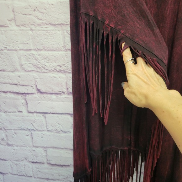 T Party Asymmetrical Maxi Fringe Skirt Sz M Boho Festival Western Gothic Hippie - Picture 5 of 10